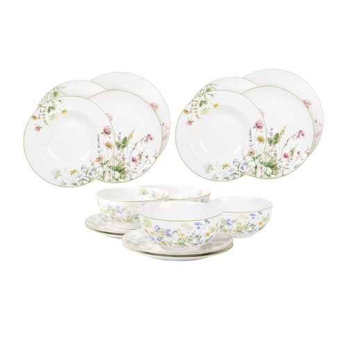 Porcelánová jedálenská súprava s kvetmi 16 ks